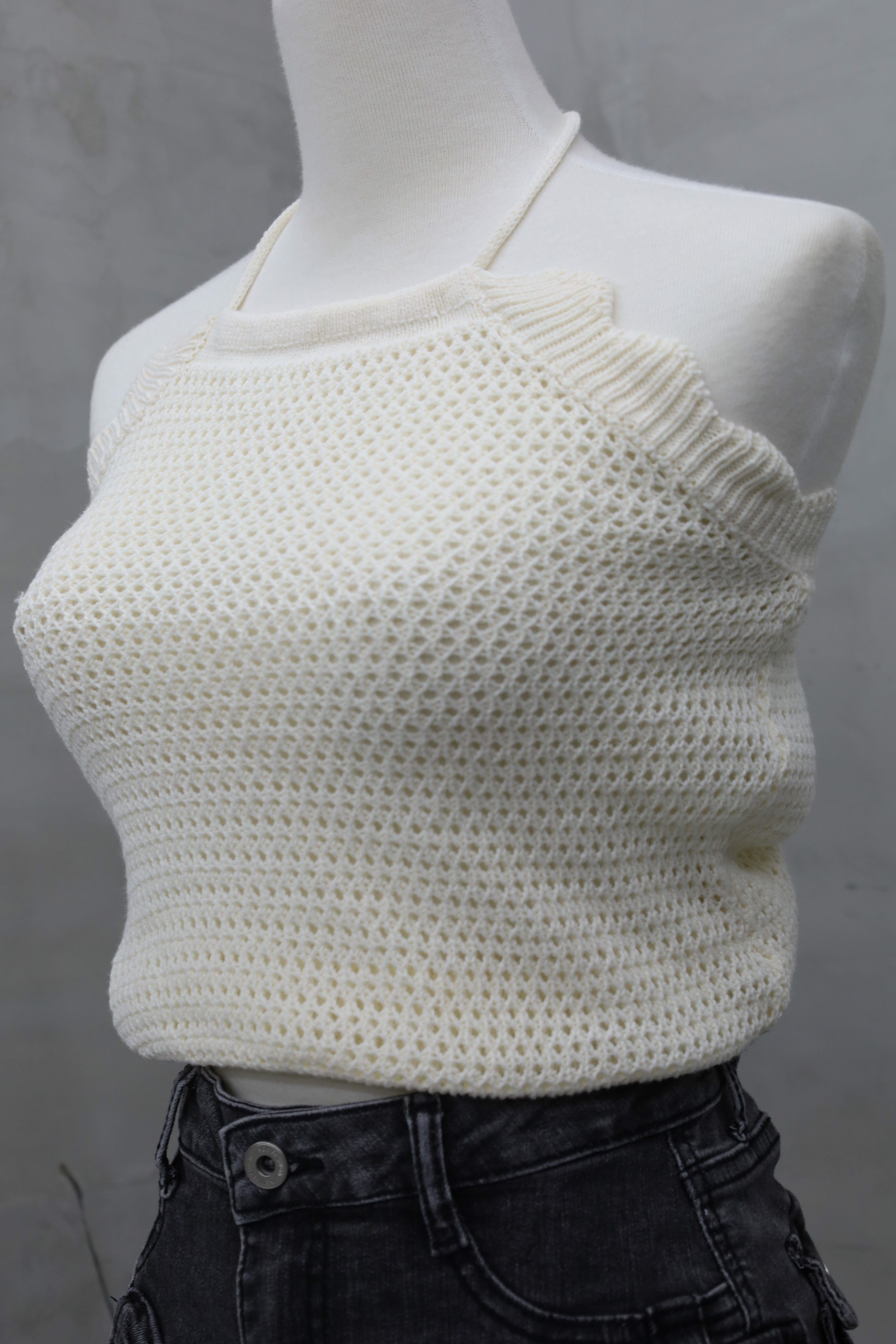 露背掛脖針織背心