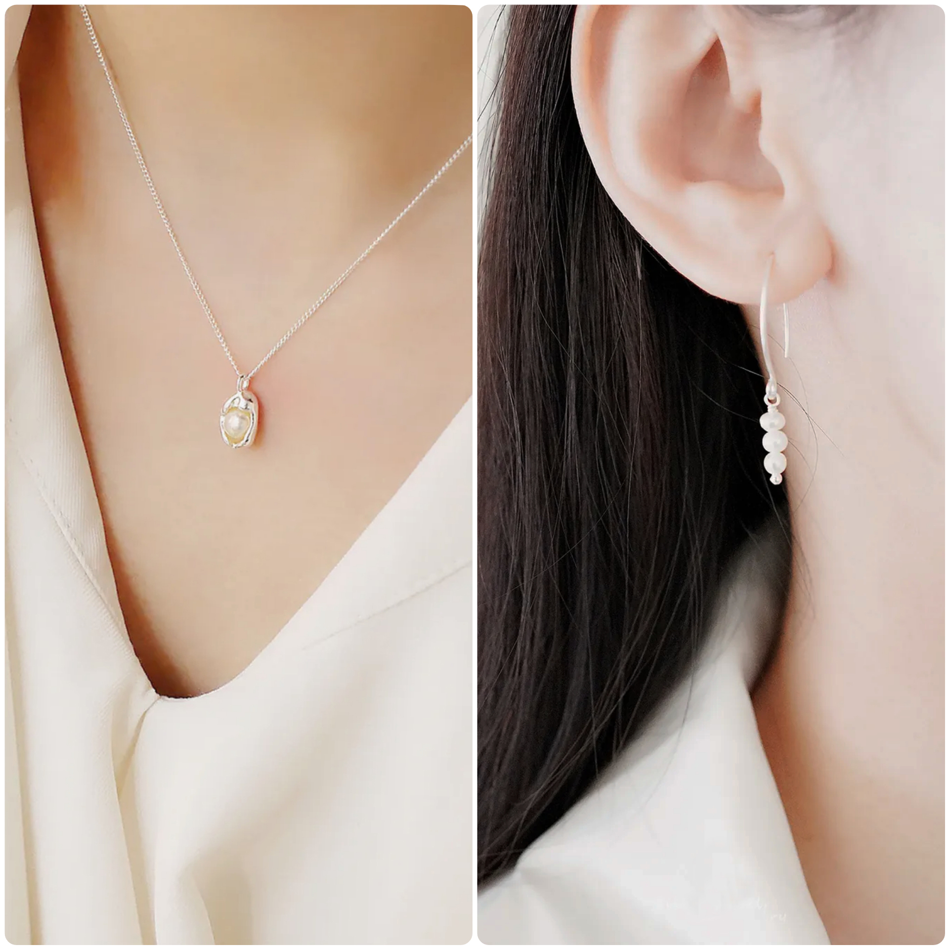 【飾品禮盒】經典珍珠純銀項鍊耳環二入組(淡水珍珠)/G20 |情人節禮物 優雅  質感 飾品禮盒 畢業禮物 七夕