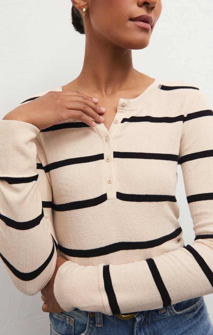 Scarlett Rib Henley 亨利領條紋上衣