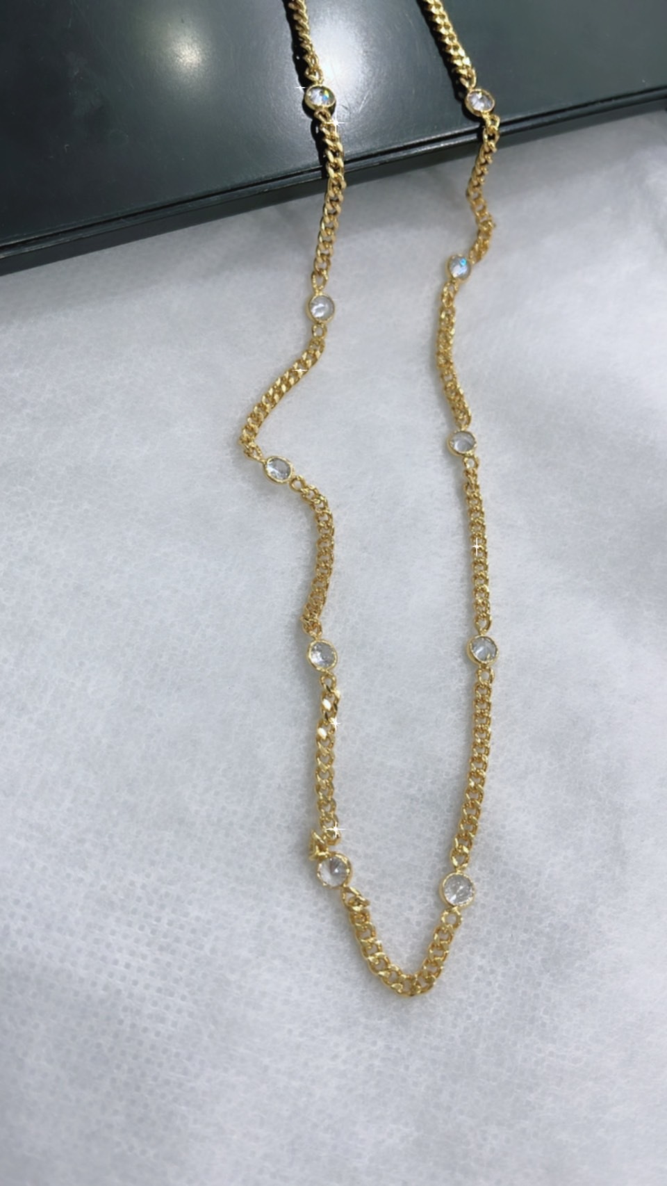 金色超閃水鑽頸鏈