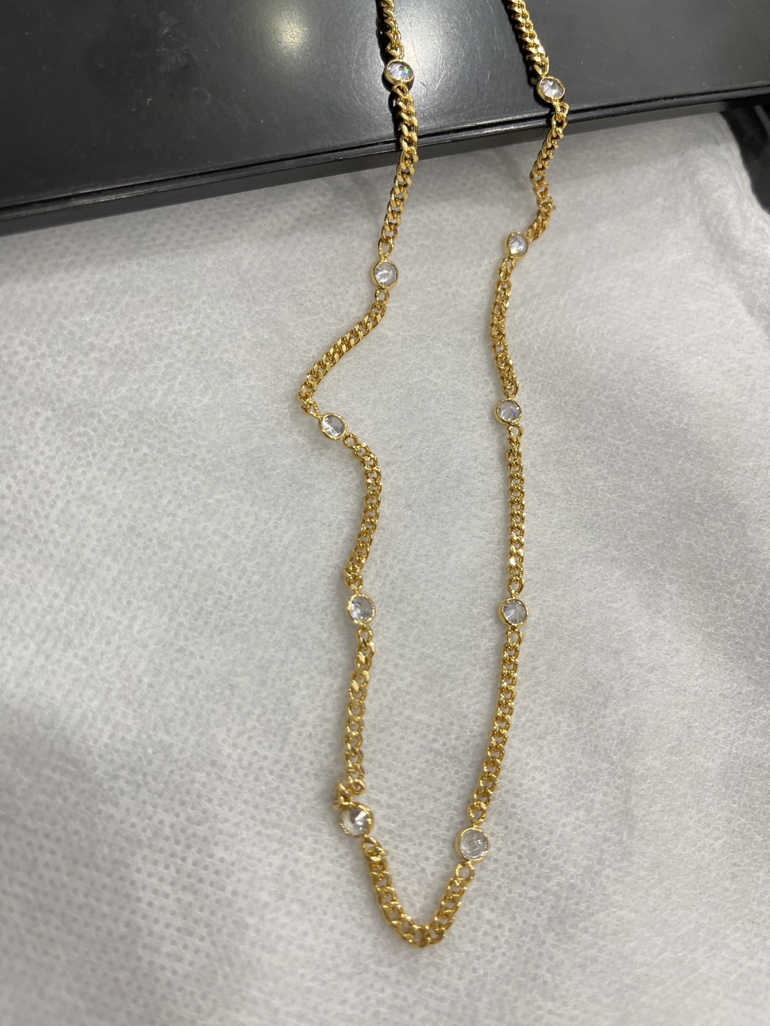 金色超閃水鑽頸鏈