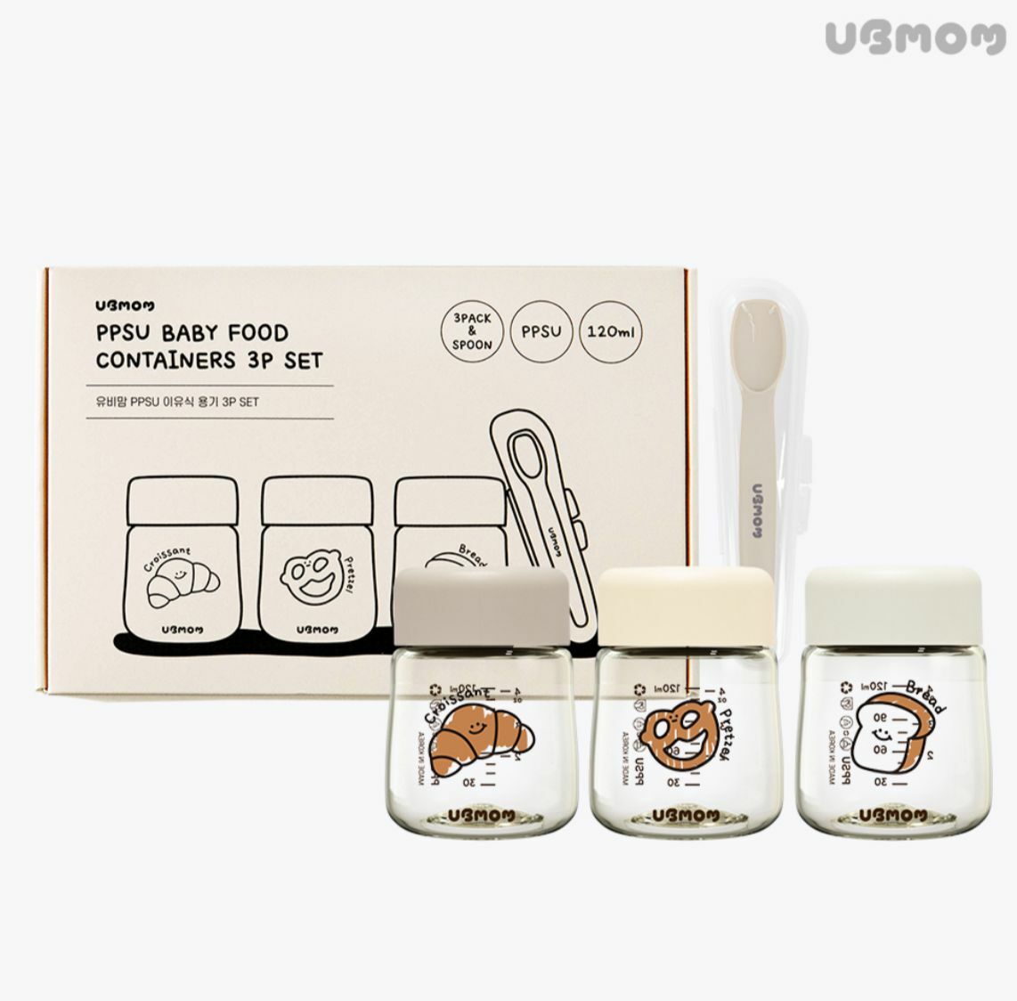 UBMOM PPSU食物容器三件套連長柄匙羹