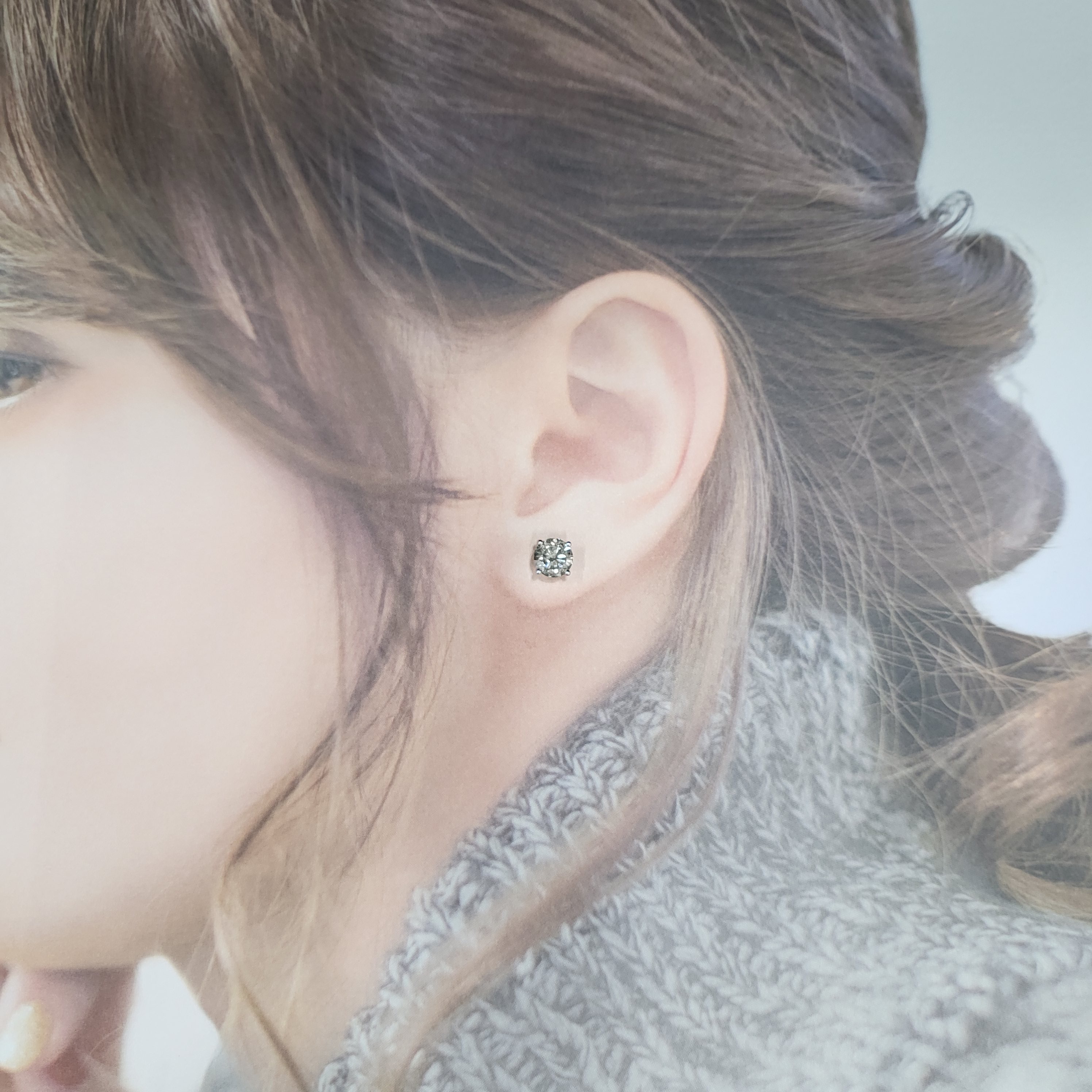 全新18K白金【主石2卡19份鑽石】耳環