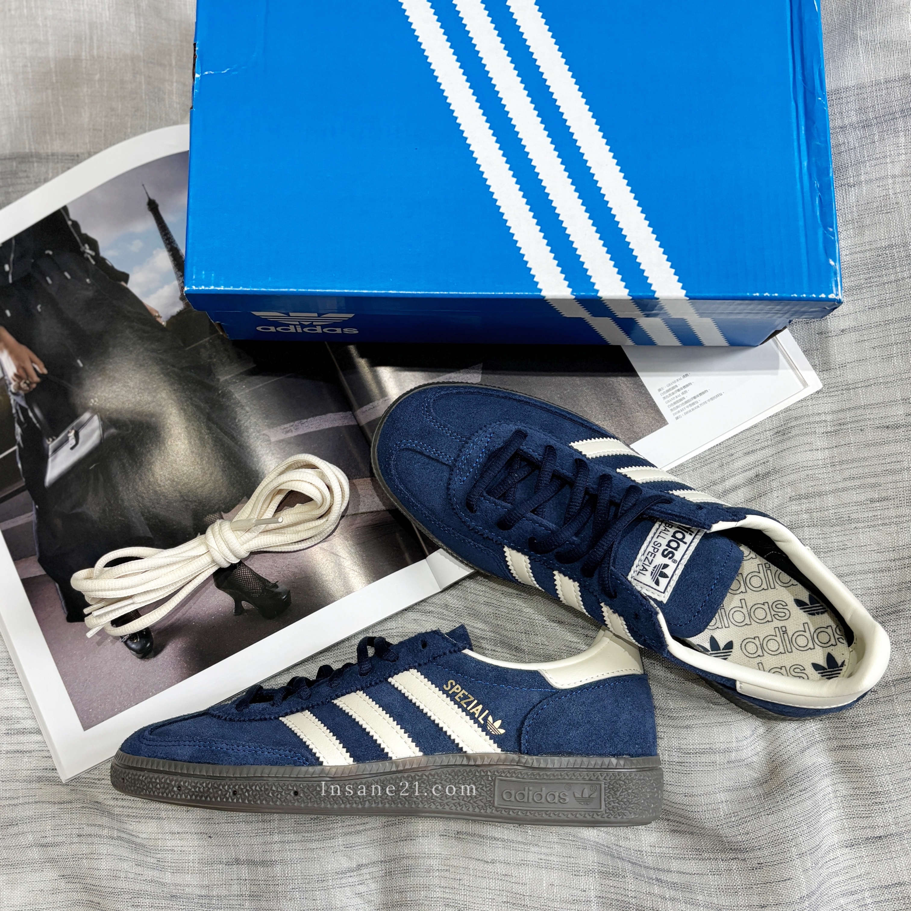 ADIDAS ORIGINALS 三葉草 情侶款 HANDBALL SPEZIAL 暗夜 深藍 麂皮 IF7087