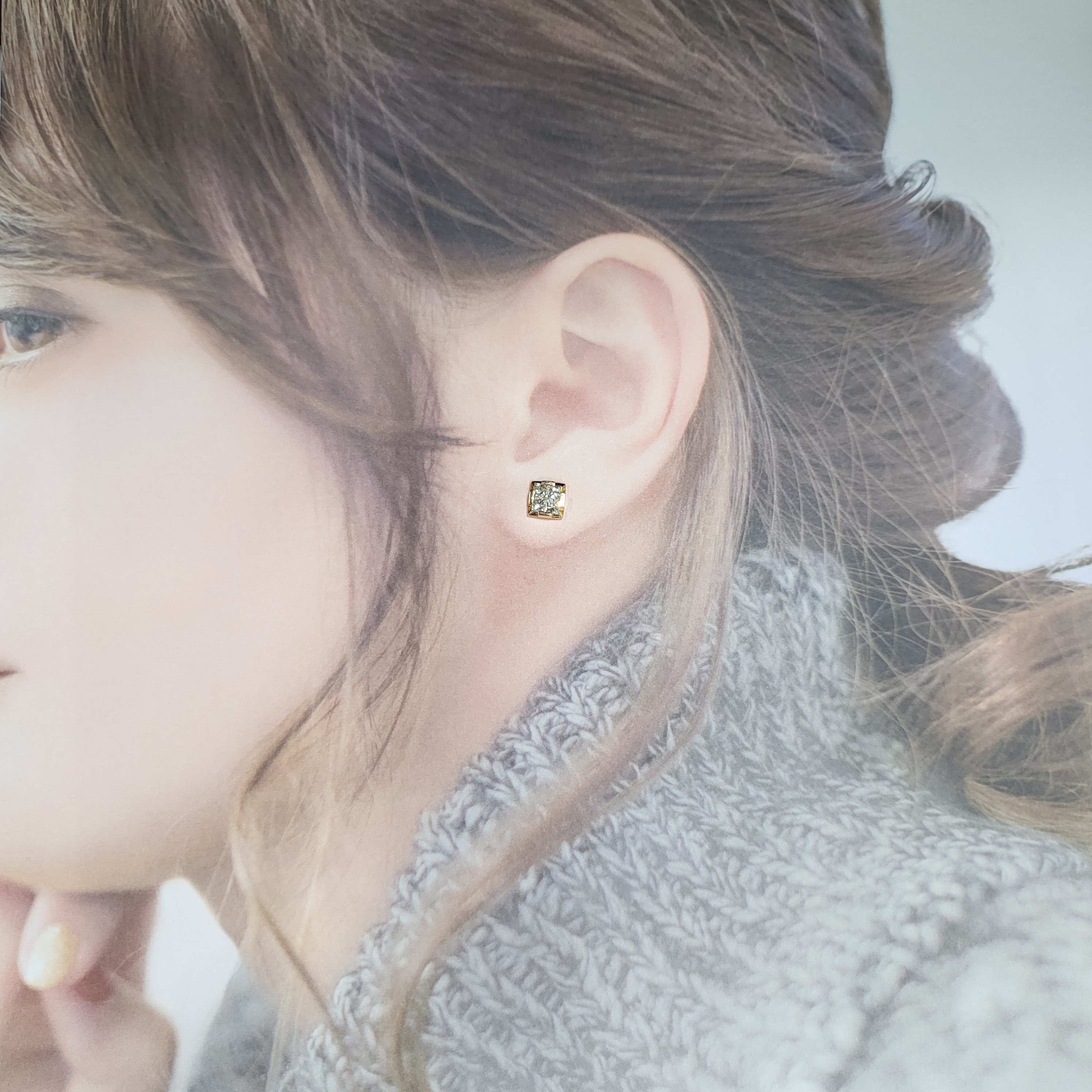 18K Rose Gold 0.90ct Princess Cut Diamond Earrings