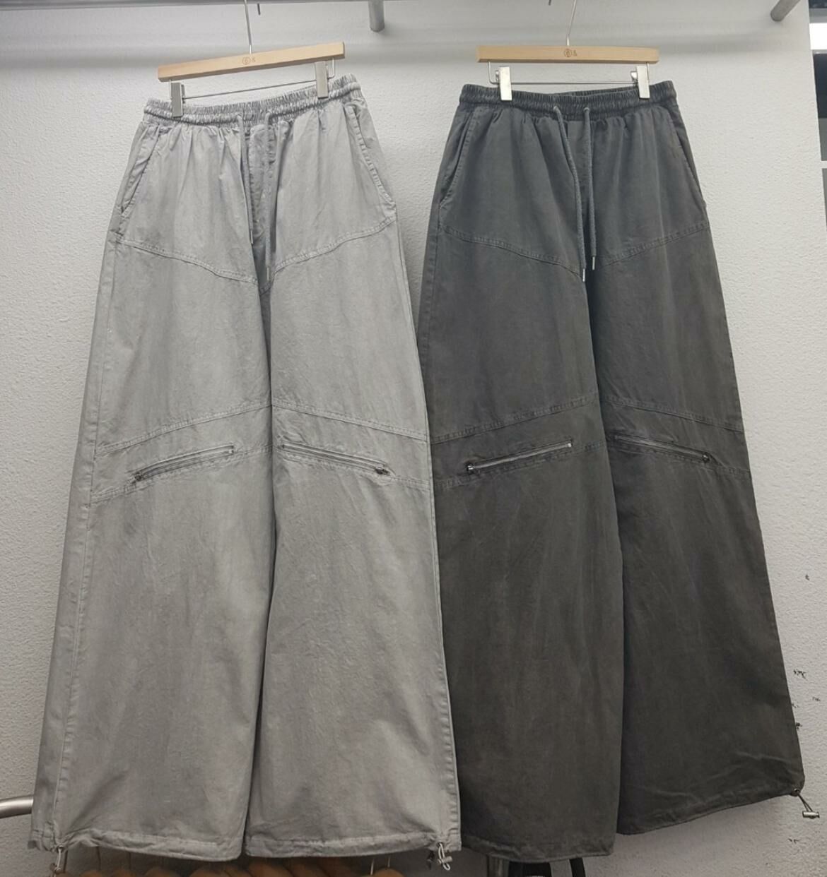 淨色拉鍊寬身鬆身褲 GAME-029P