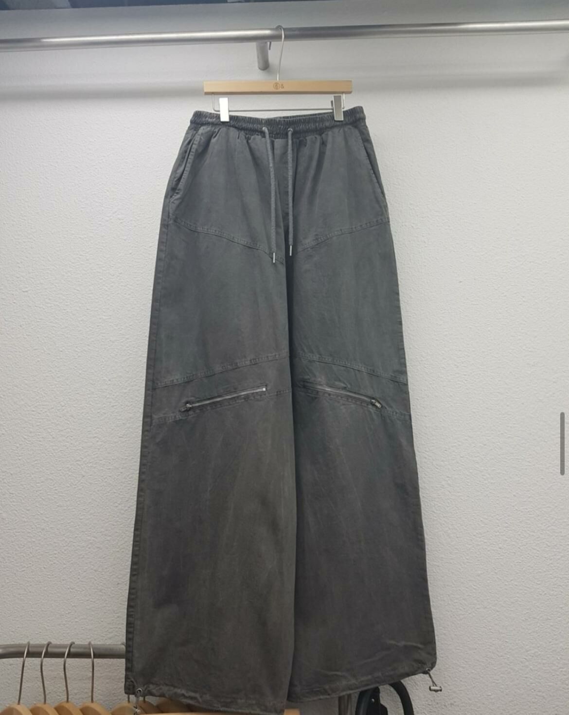 淨色拉鍊寬身鬆身褲 GAME-029P