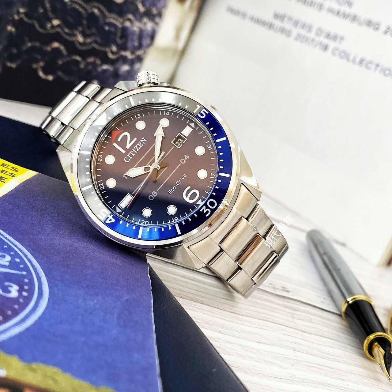 【CITIZEN星辰】GENTS 光動能夜光時標不鏽鋼潮男腕錶 AW1716-83L 44mm 現代鐘錶