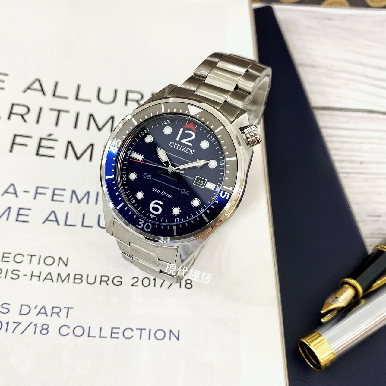 【CITIZEN星辰】GENTS 光動能夜光時標不鏽鋼潮男腕錶 AW1716-83L 44mm 現代鐘錶