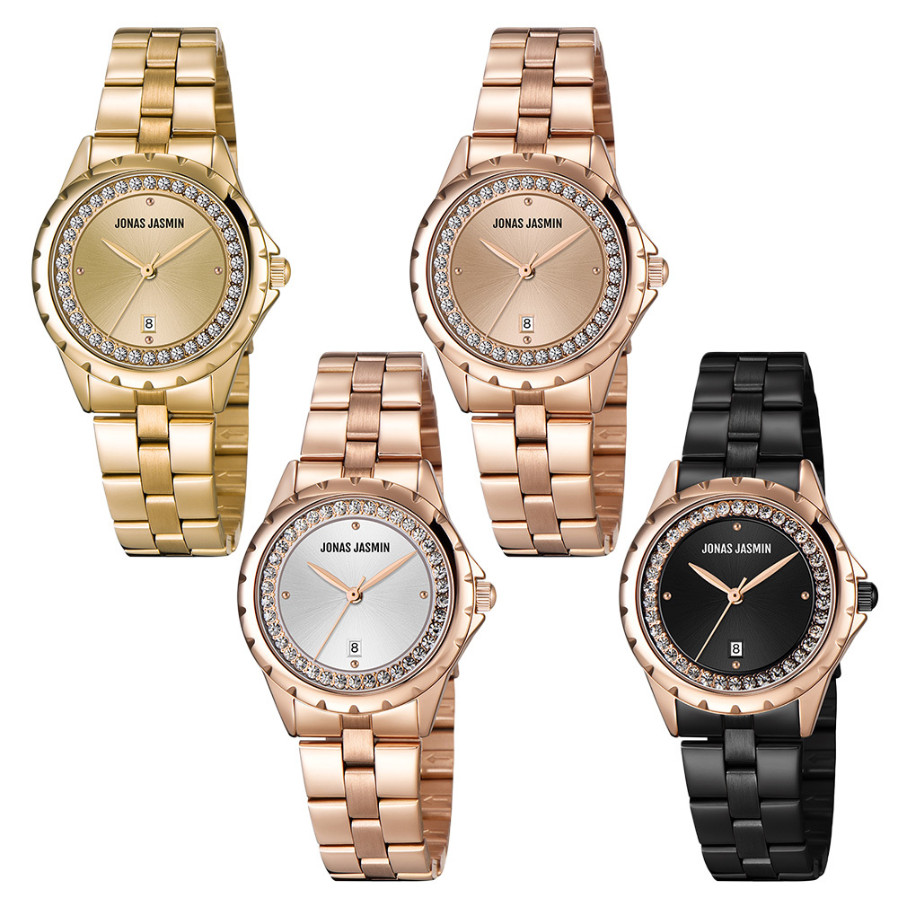 【Jonas Jasmin 喬納斯】 JJ-2271L 亮麗晶鑽錶面 女款 不鏽鋼 石英錶