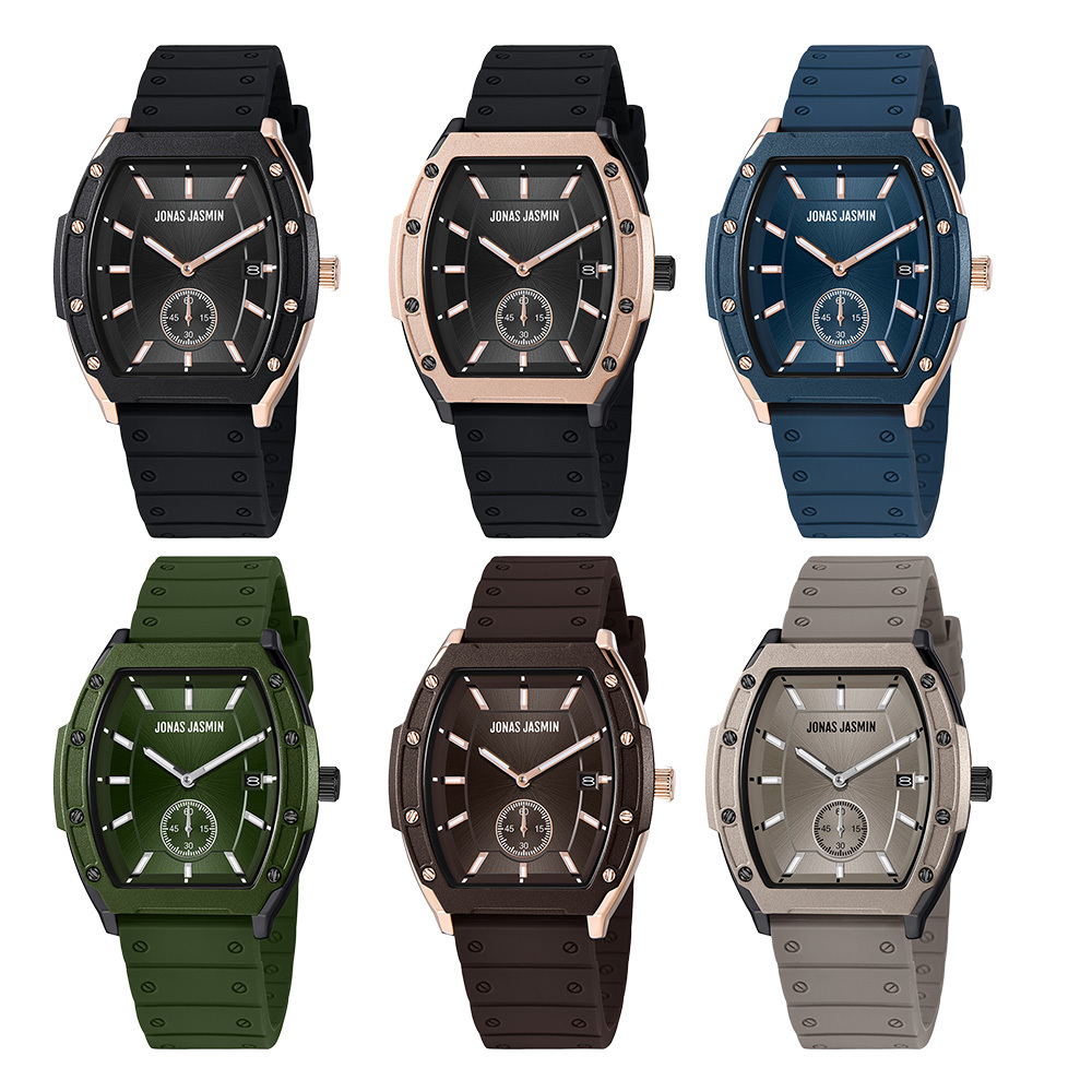 【Jonas Jasmin 喬納斯】 JJ-2344L 亮麗配色 夜光 帶日期 女款 矽膠 情侶 必備 石英錶