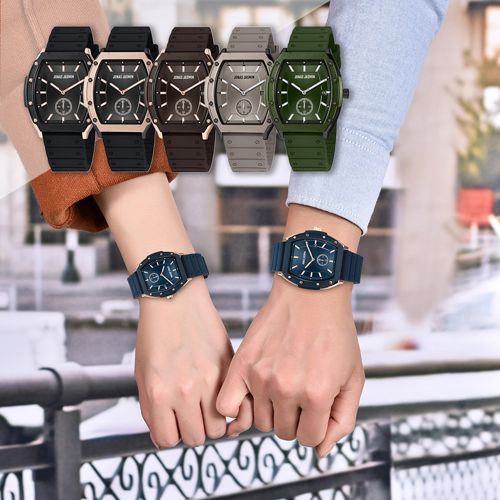 【Jonas Jasmin 喬納斯】 JJ-2344L 亮麗配色 夜光 帶日期 女款 矽膠 情侶 必備 石英錶