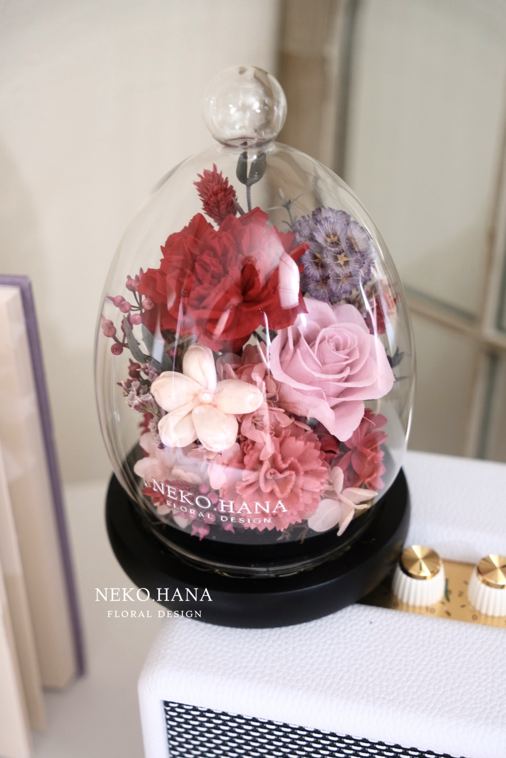 經典紅色康乃馨永生花盅