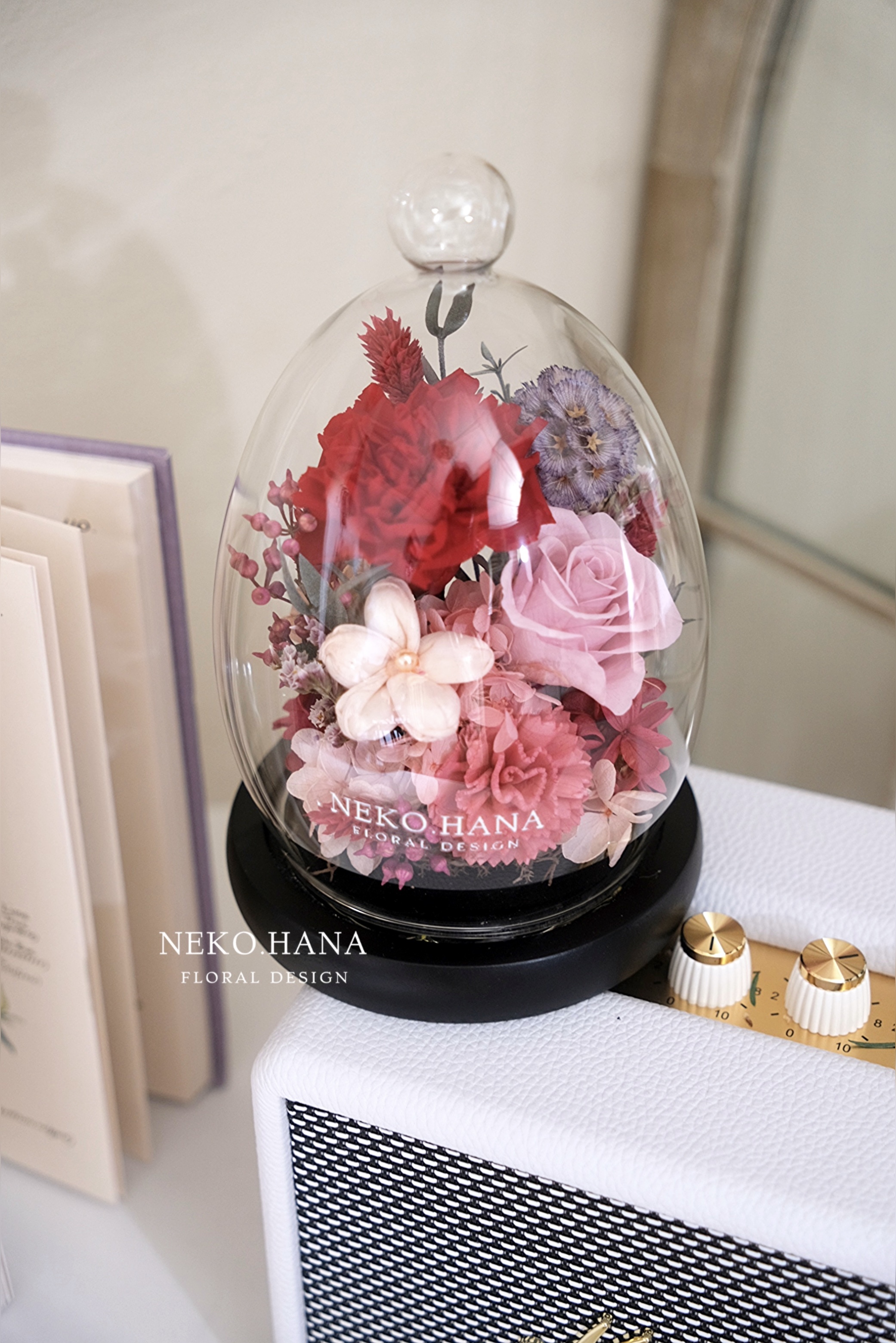 經典紅色康乃馨永生花盅