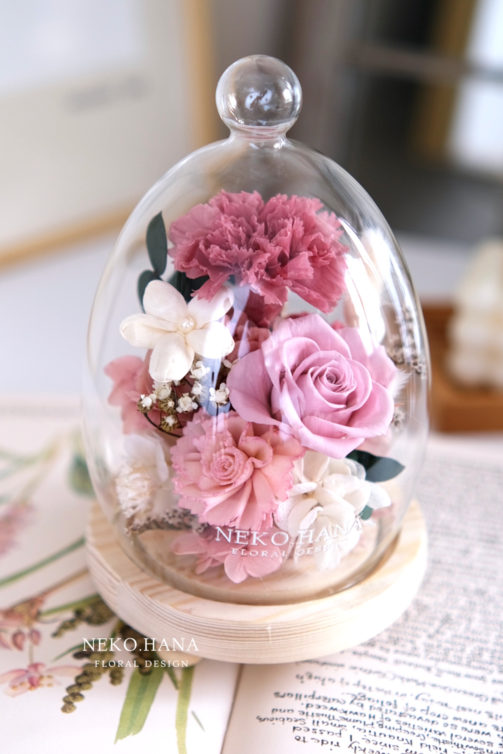 粉色系康乃馨永生花盅