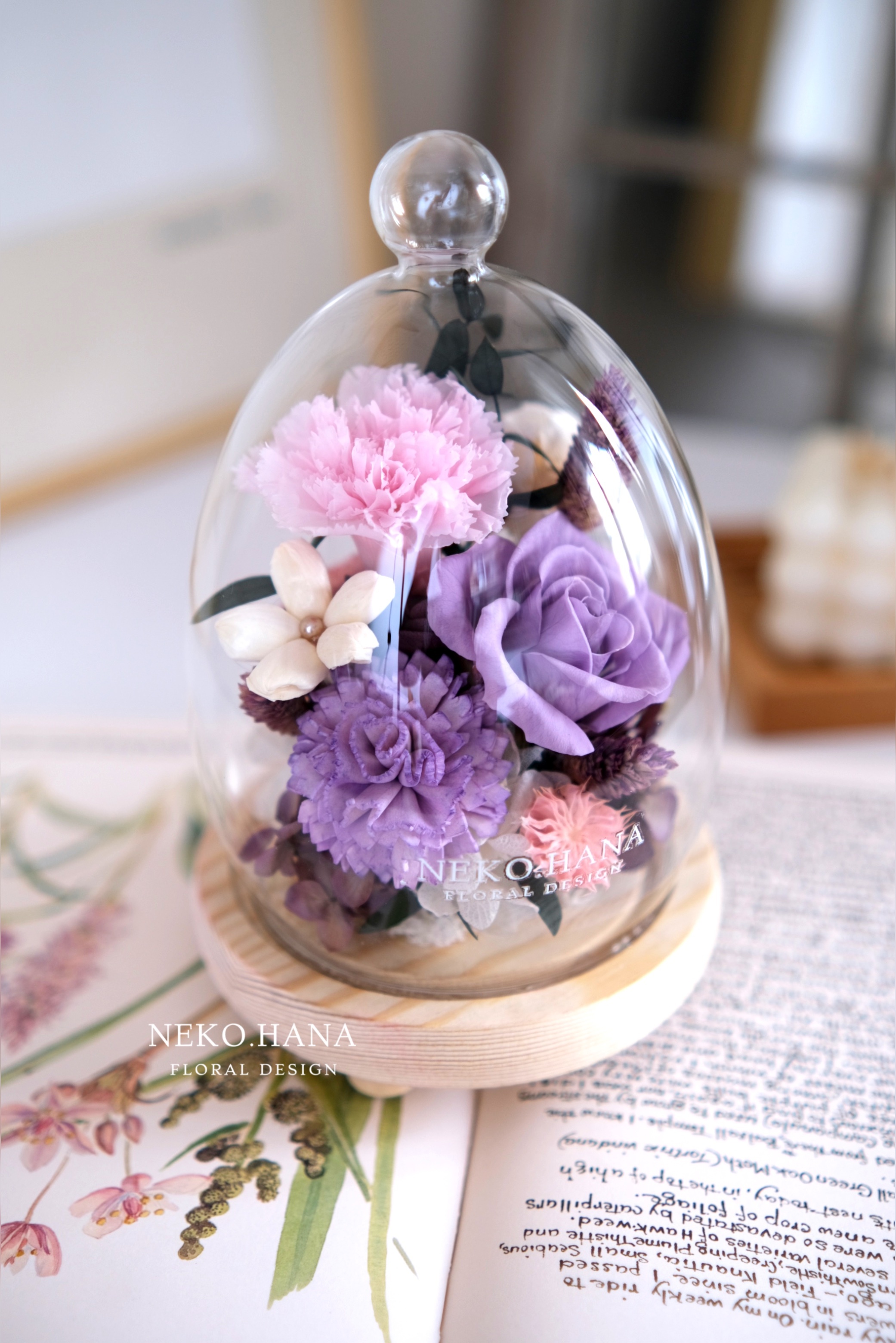 粉紫色康乃馨永生花盅