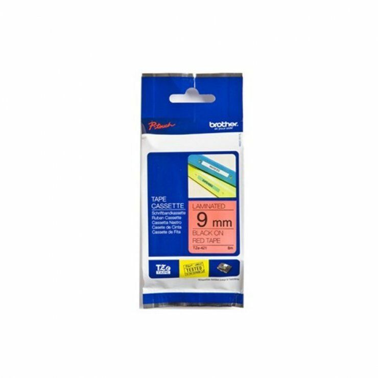 Brother TZe421 紅底黑字 (9mm) 標籤帶