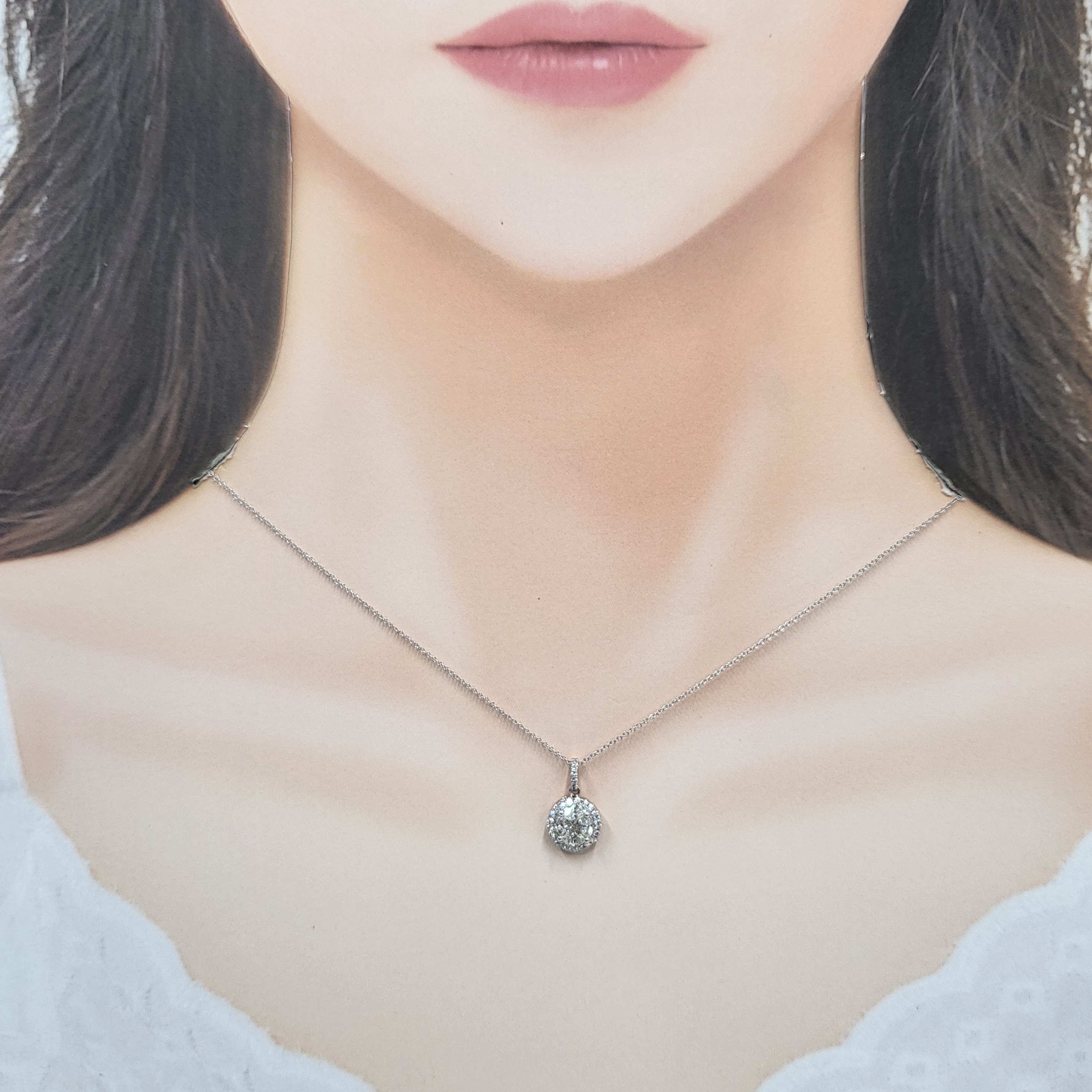 全新18K白金69份鑽石吊墜