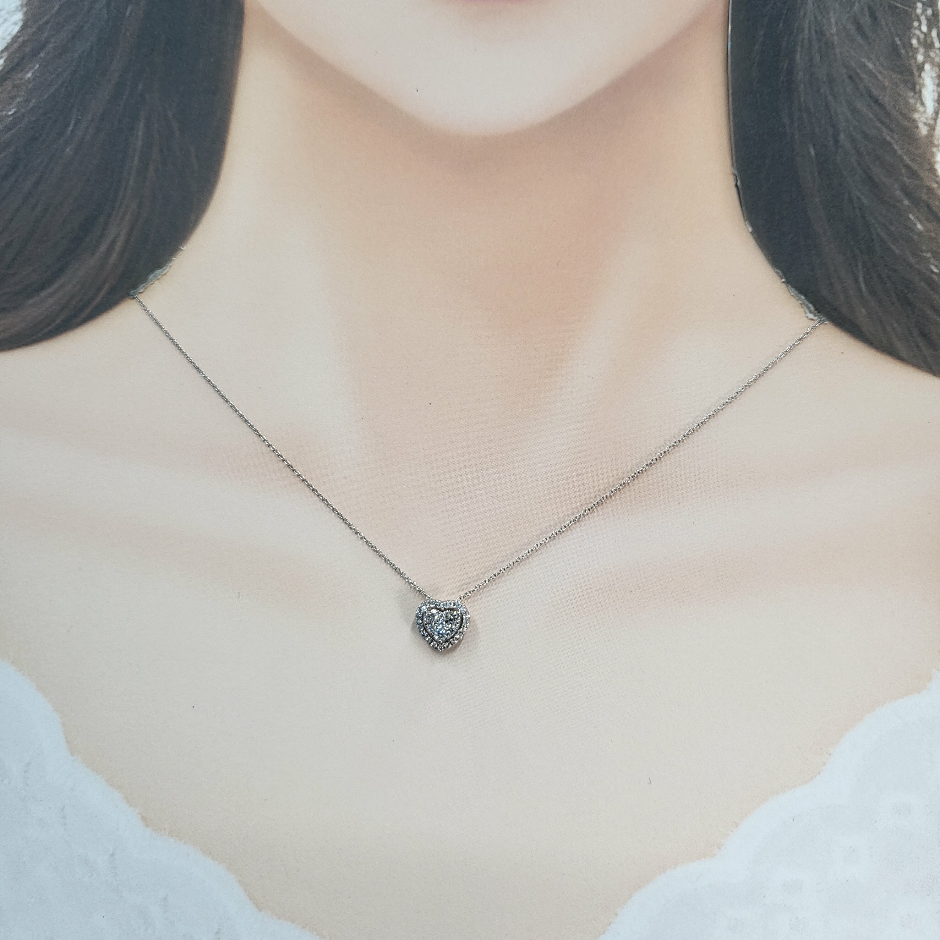 全新18K白金40份鑽石吊墜