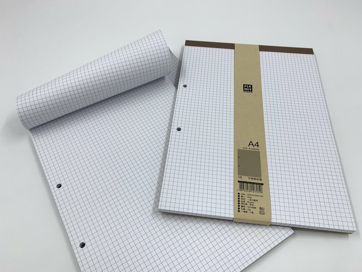 #61282W A4 特厚墊 方格線紙簿(2孔) - 1本