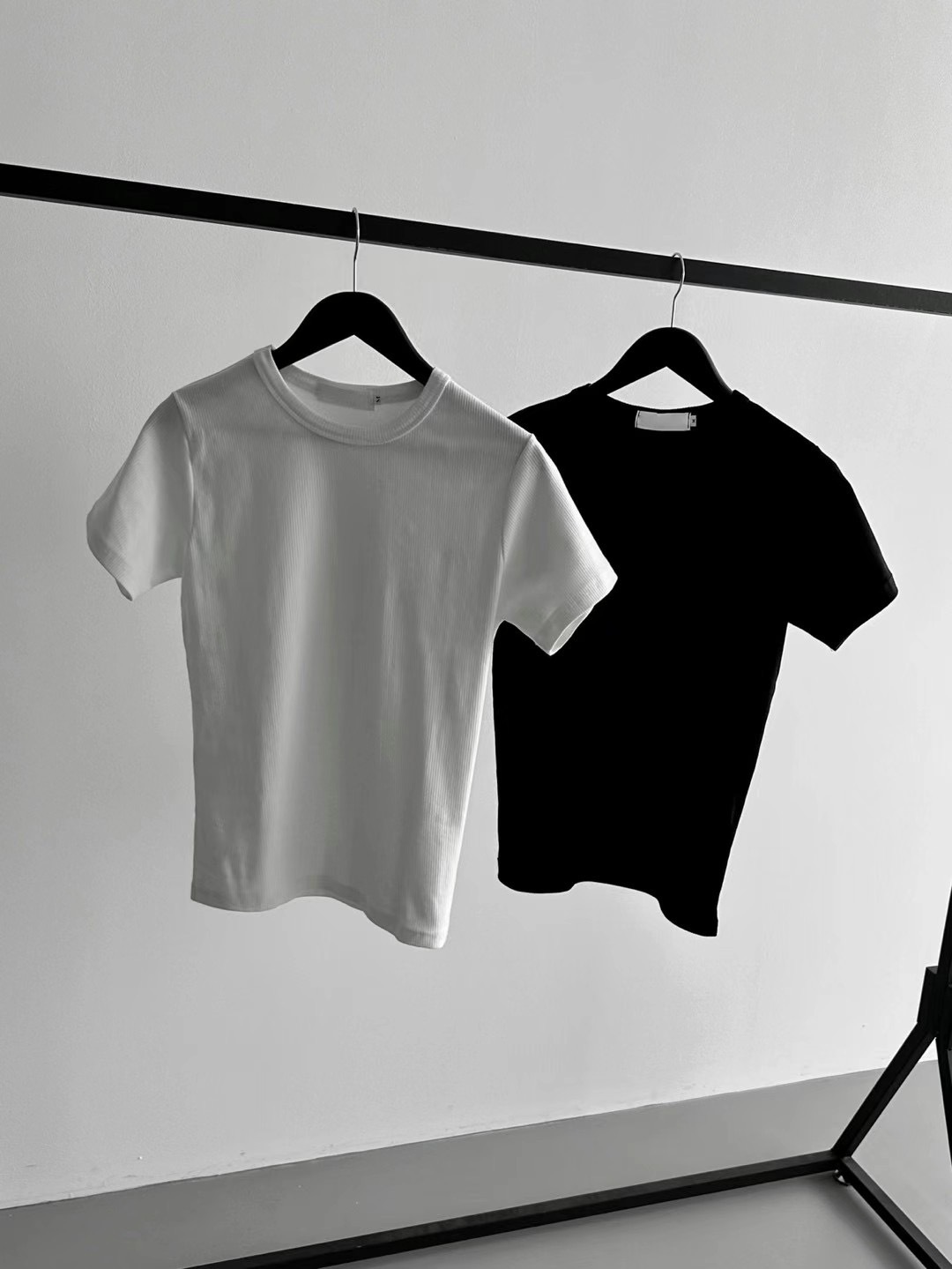 針織螺紋 貼身 短板 短袖 上衣