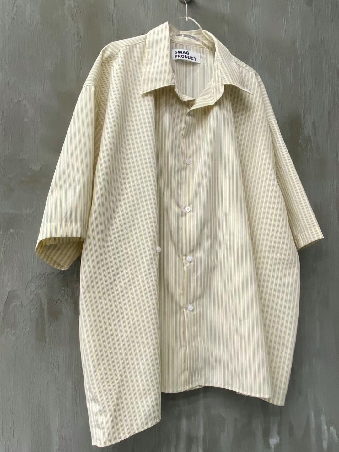 男友感 慵懶 條紋 側扣 襯衫