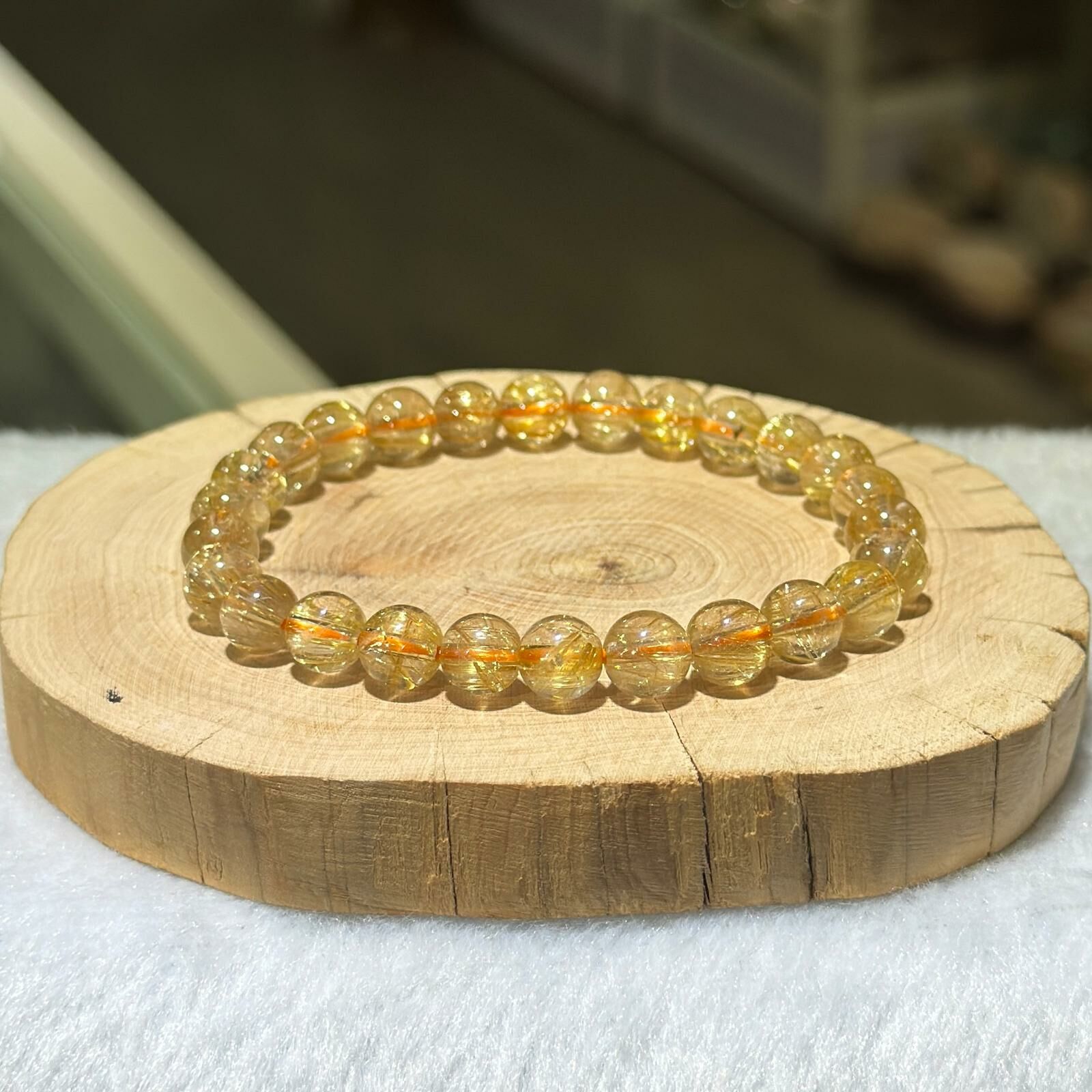 順髮✨金髮晶手串 7.5 mm +/-