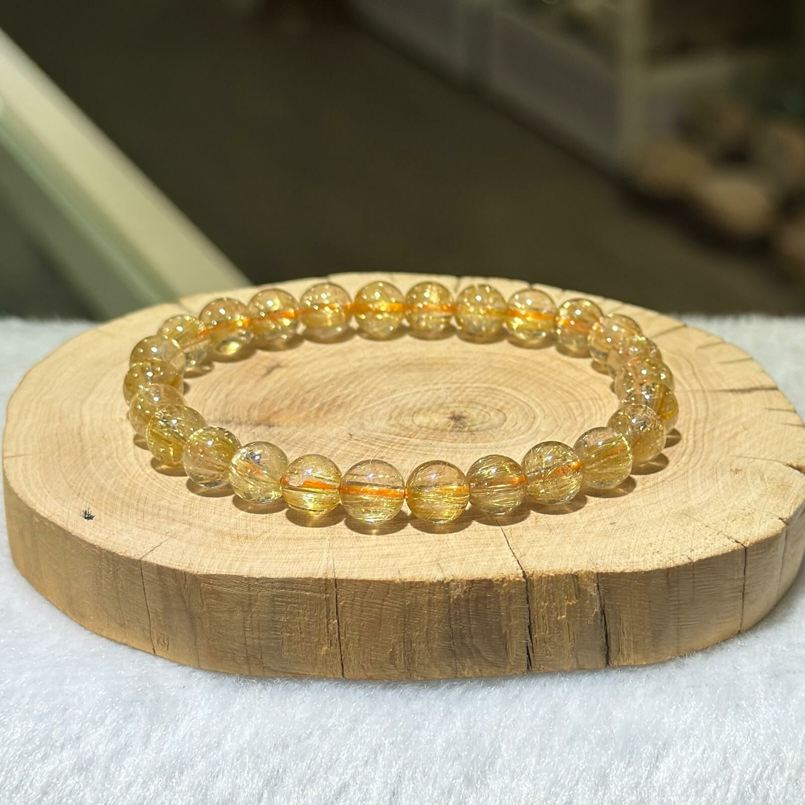 順髮✨金髮晶手串 7.5 mm +/-