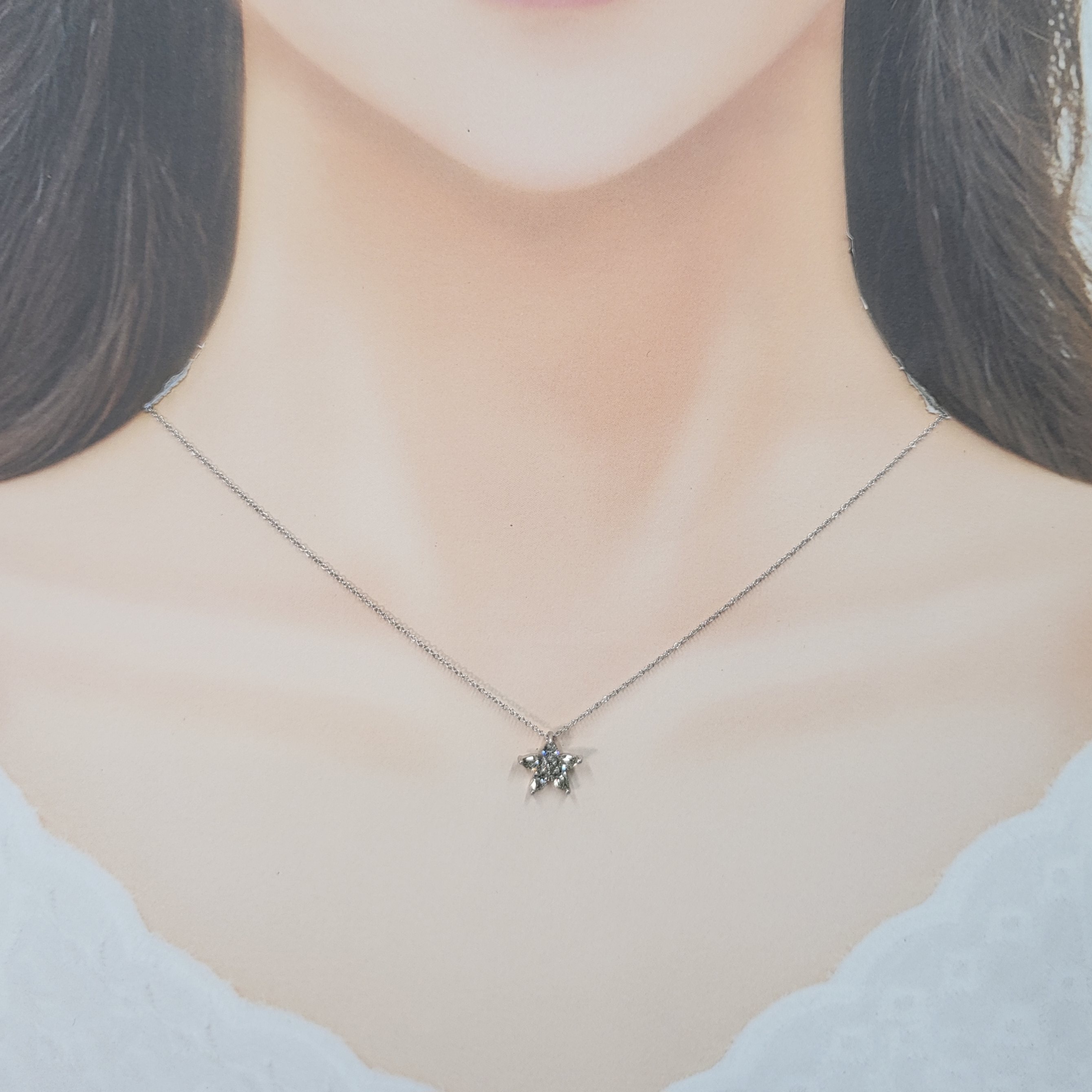 全新18K白金70份鑽石吊墜