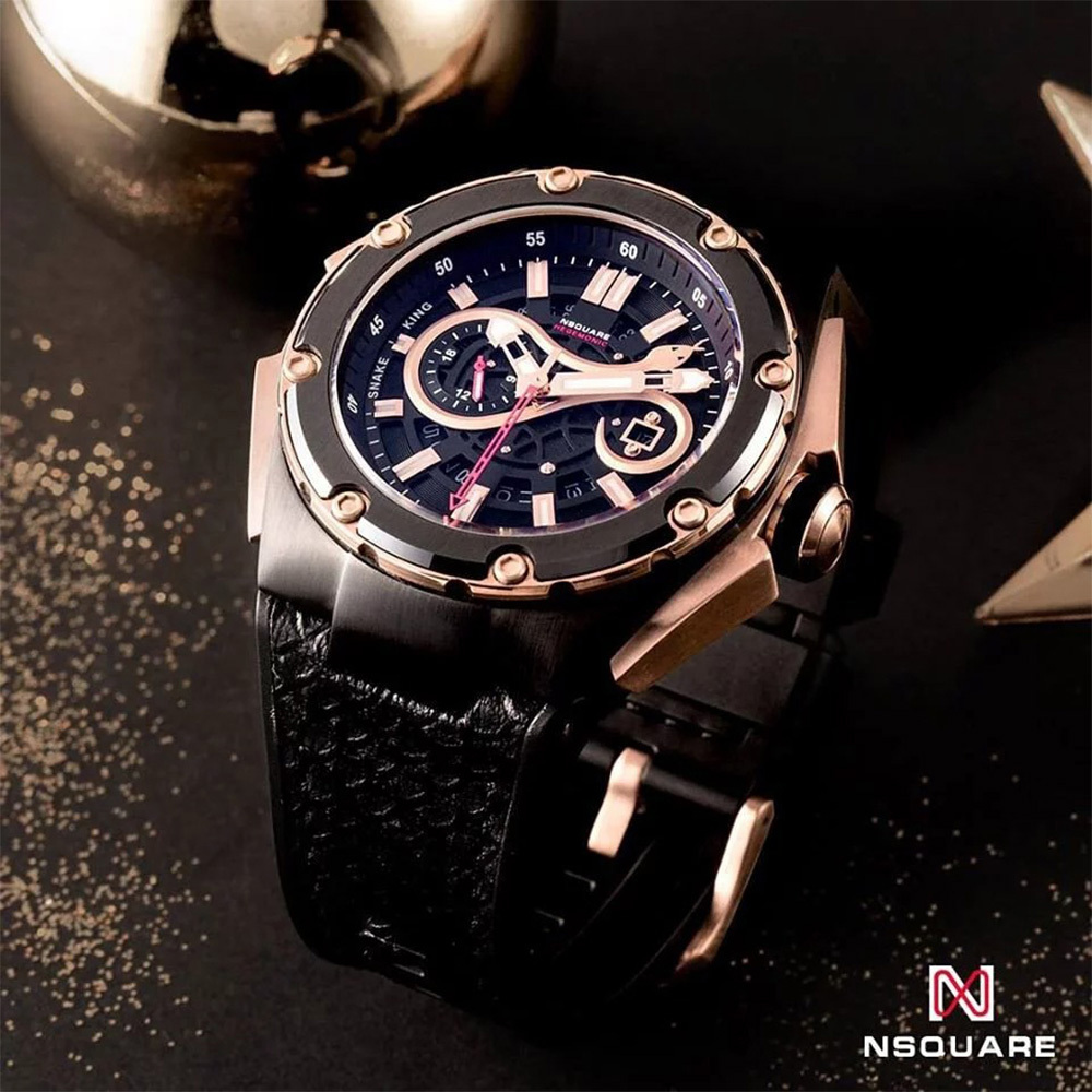 (預購)【NSQUARE】SNAKE KING蛇皇系列 魔王金時尚帥氣吸睛蛇紋 自動機械腕錶 G0471-N10.8