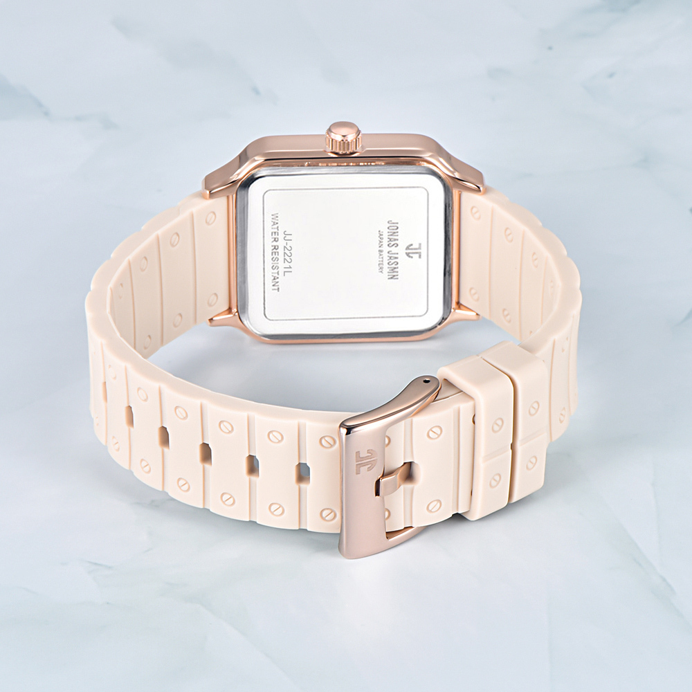 【Jonas Jasmin 喬納斯】JJ-2221 玫瑰金比例美景深線條時尚女腕錶