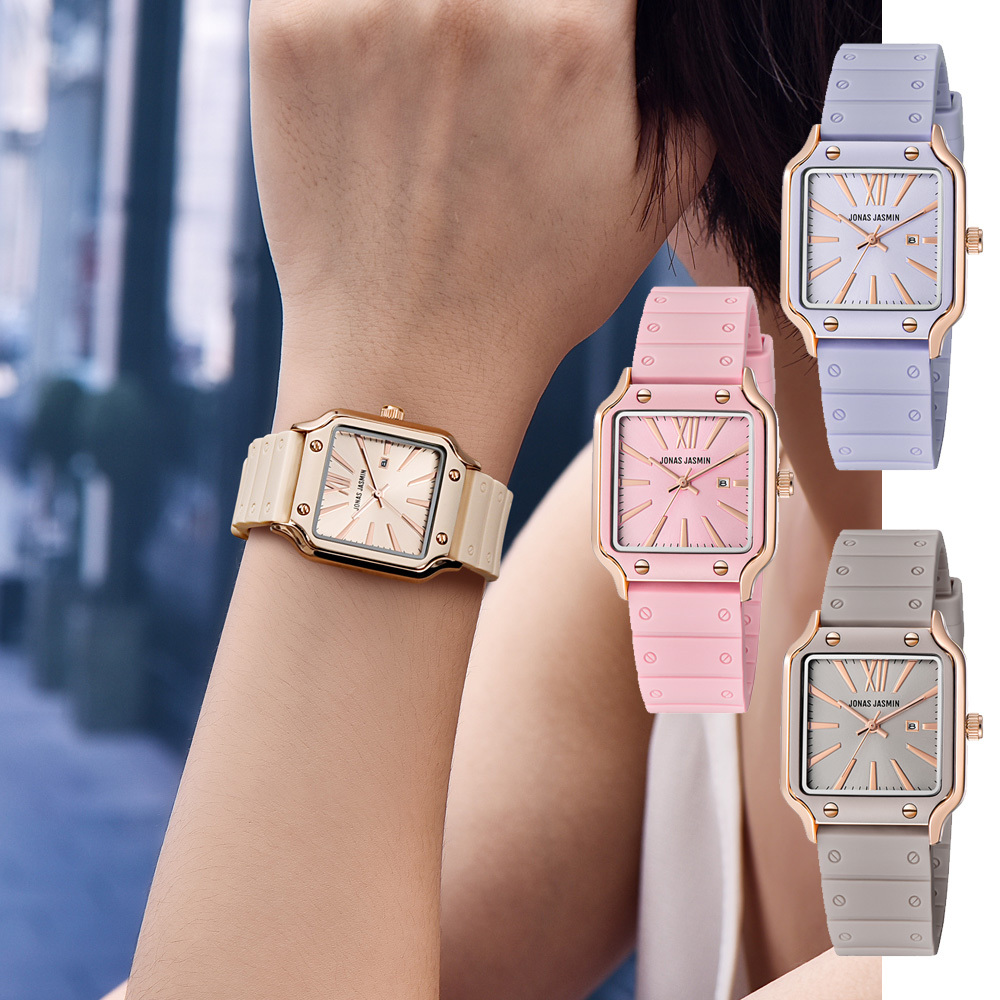 【Jonas Jasmin 喬納斯】JJ-2221 玫瑰金比例美景深線條時尚女腕錶