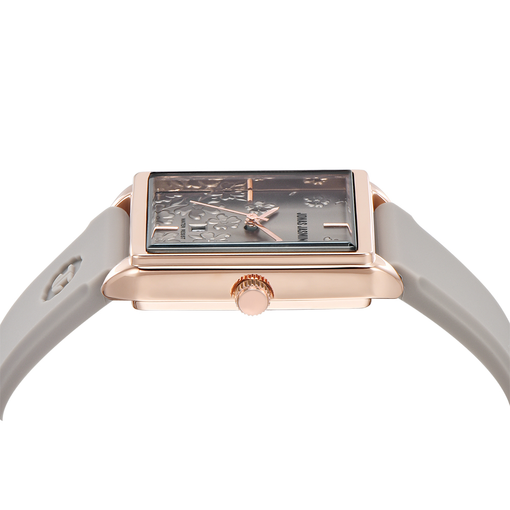 【Jonas Jasmin 喬納斯】JJ-2239 日系花漾浮雕氣質日期指針矽膠女腕錶