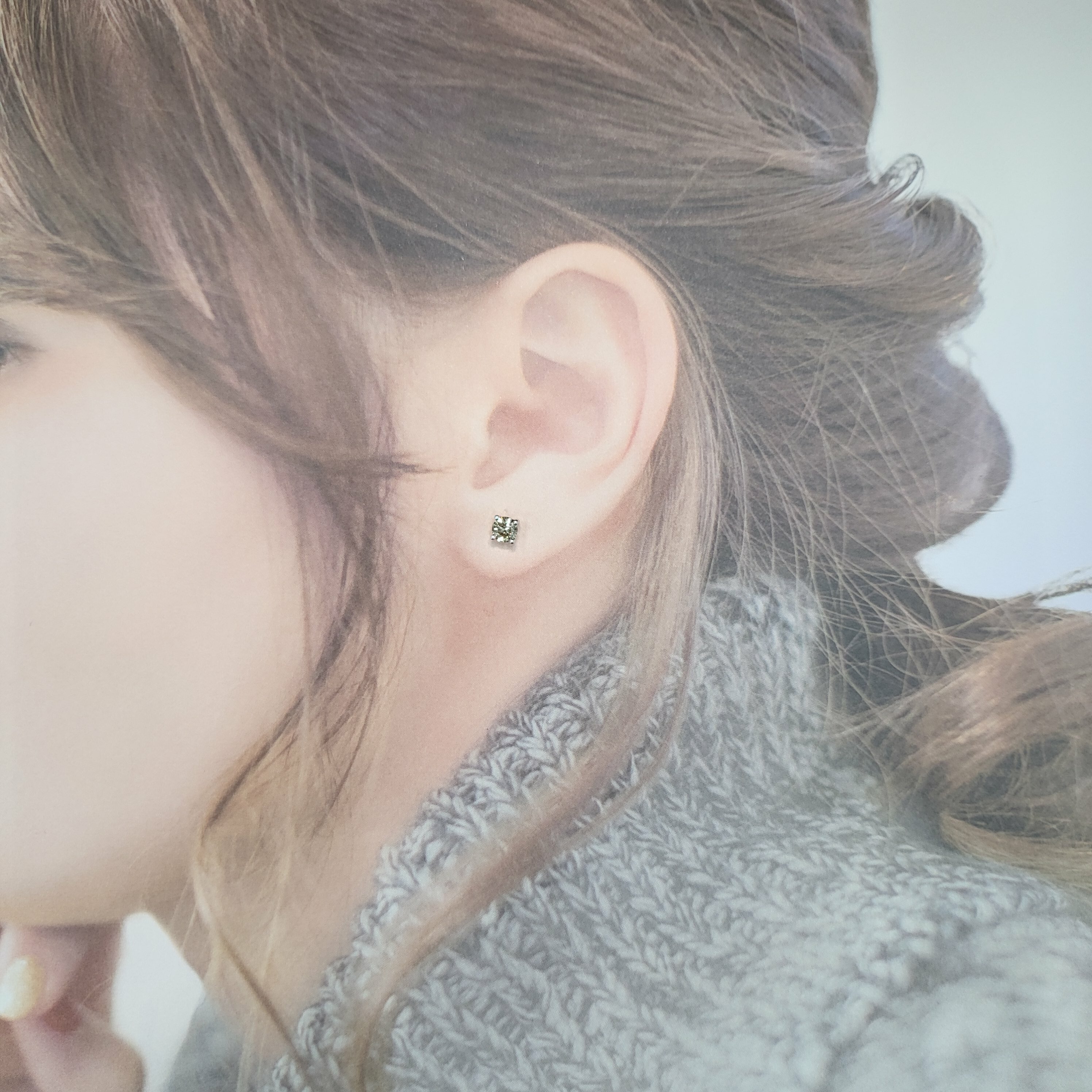 全新18K白金【主石68份鑽石】耳環