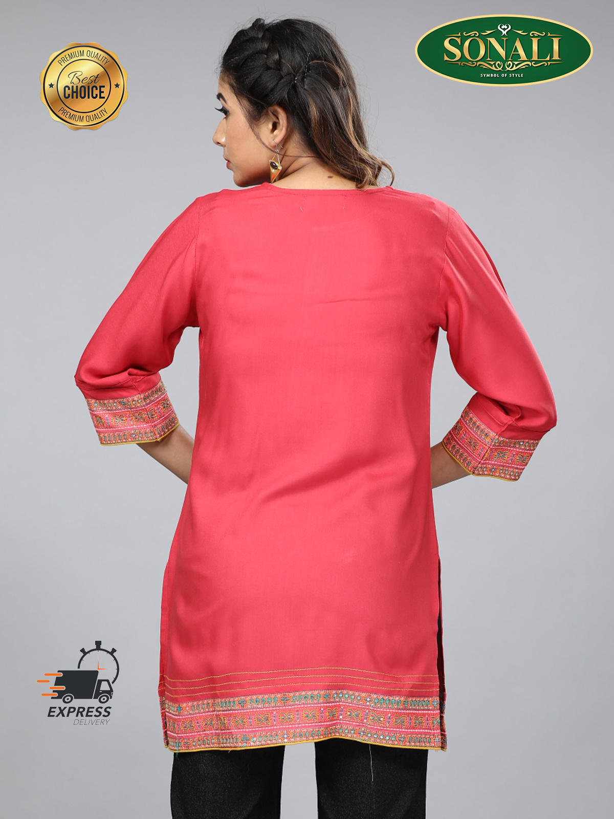 [READY STOCK] Sonali Premier Quality Women's Short Kurti Indian Tradition Women's Top - Q1927/Q1928