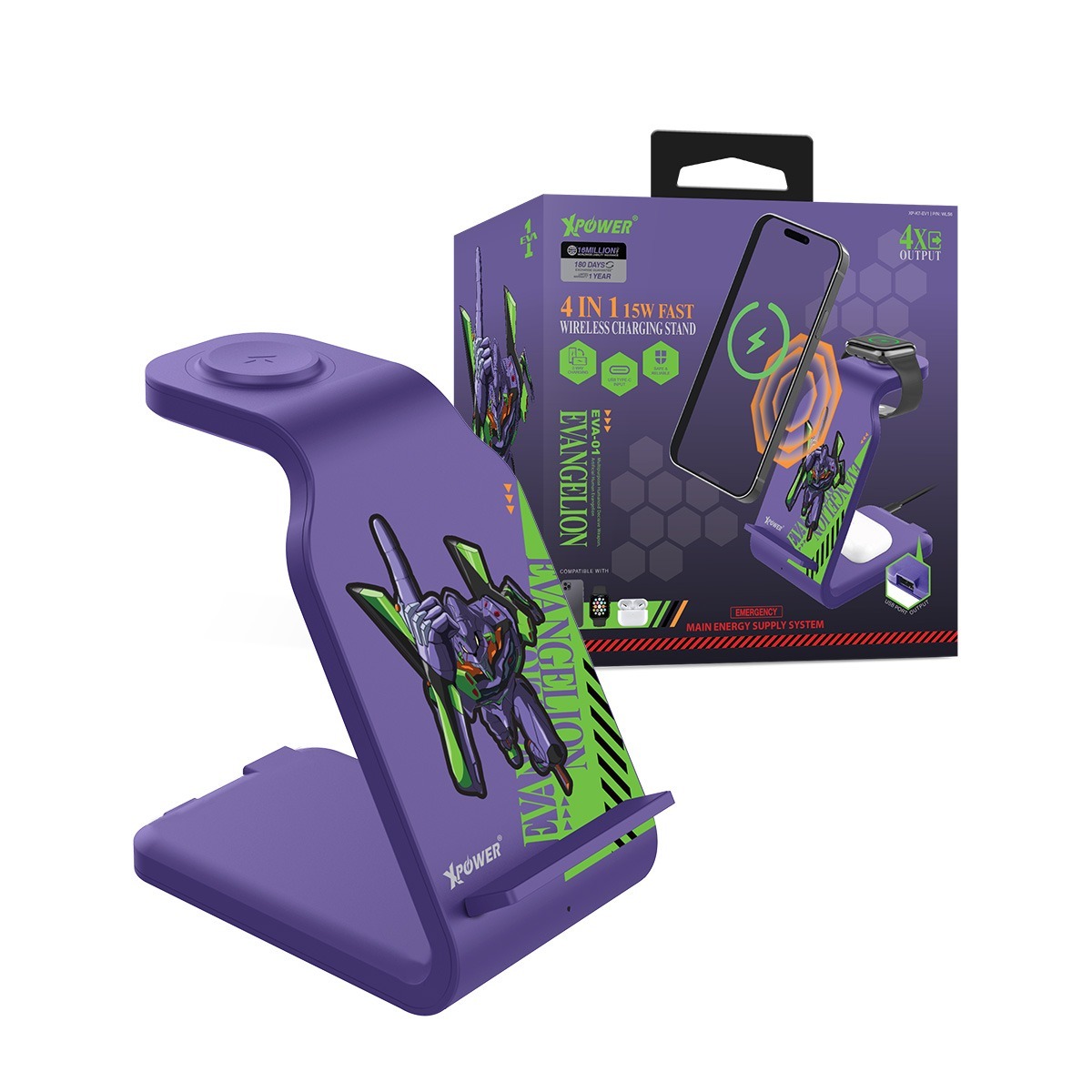 EVA初號機4合1多功能無線充電板WLS6(特價產品3個月保養)