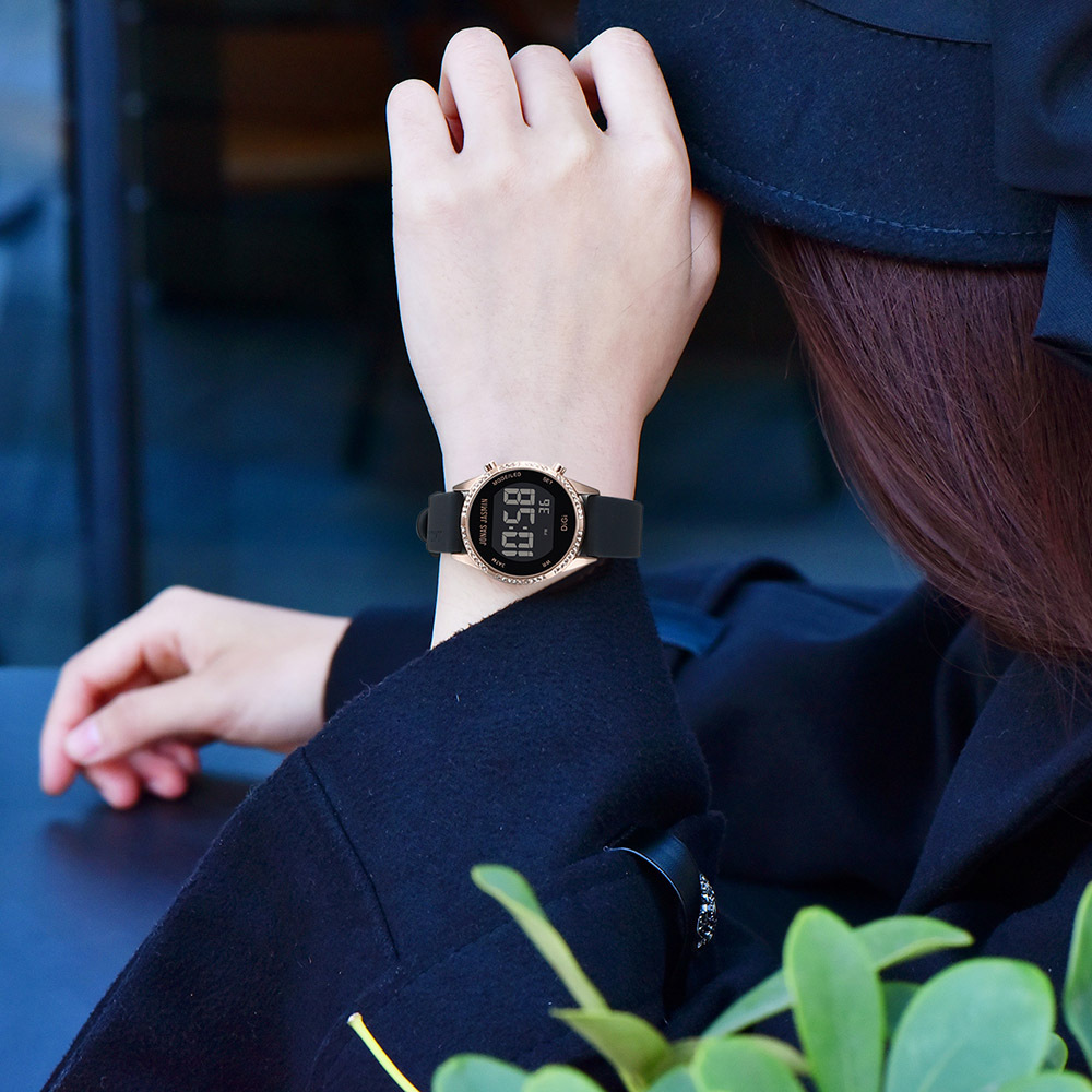 【Jonas Jasmin 喬納斯】JJ-2249 精緻卓越玫瑰金亮麗鑽圈電子錶