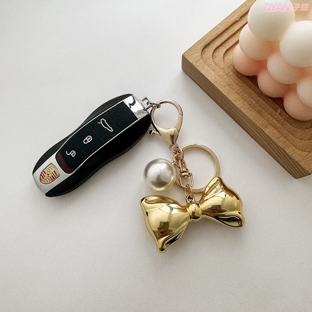 珍珠大蝴蝶結鑰匙圈