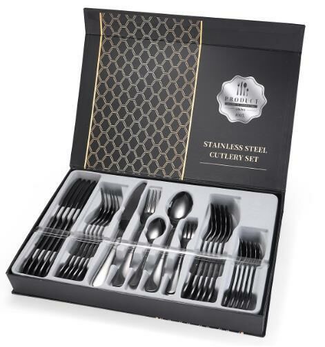 Popular exquisite and fashionable tableware (30-piece set in black)