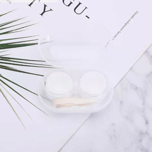 Popular contact lens storage box [clear candy style white 1 piece]