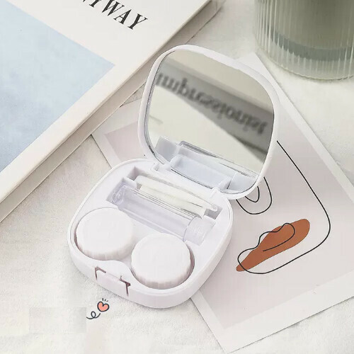 Popular contact lens case portable storage box [white]