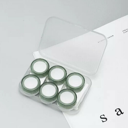 Popular contact lens case storage box [triple box-green]