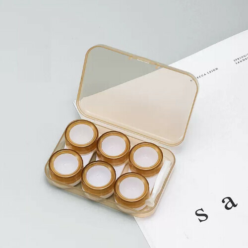 Popular Contact Lens Case Storage Box [Triple Box—Yellow]