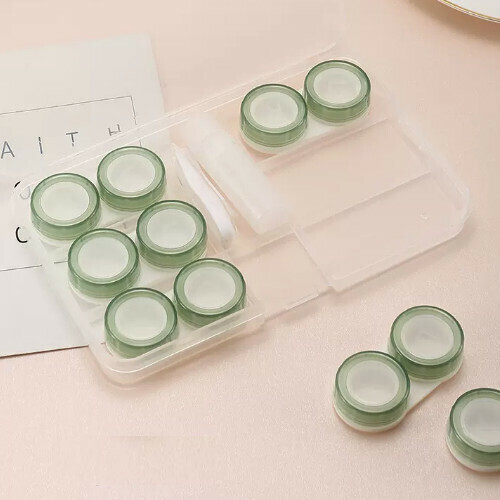Popular Contact Lens Case Storage Box [Six-Link Box—Fresh Green]