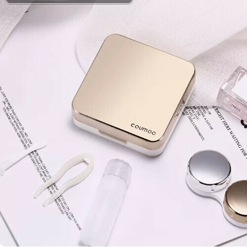 Popular Contact Lens Case Simple Storage Box [Mirror Style Rich Gold]