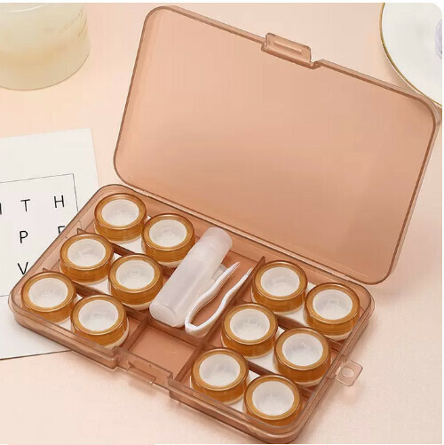 Popular contact lens case storage box [six-link box-retro tea]