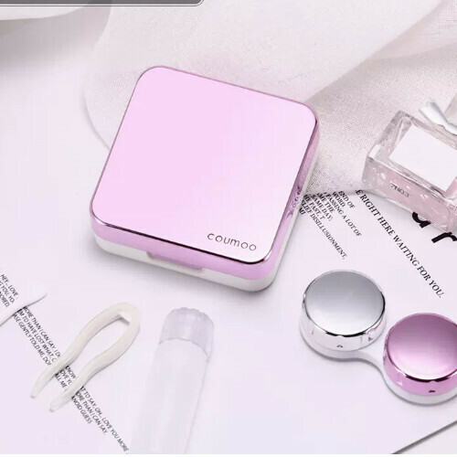 Popular Contact Lens Case Simple Storage Box [Mirror Style Rose Red]