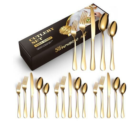 Popular simple and fashionable stainless steel tableware (gold 20-piece set/serves 4 people)