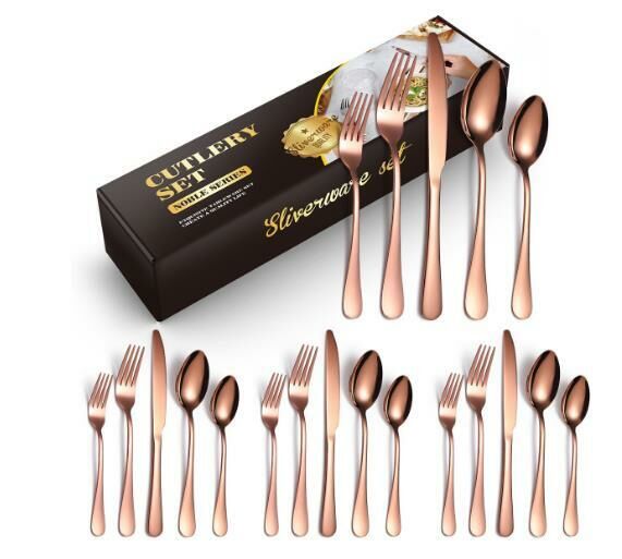 Popular simple and fashionable stainless steel tableware (rose color 20-piece set/serves 4 people)