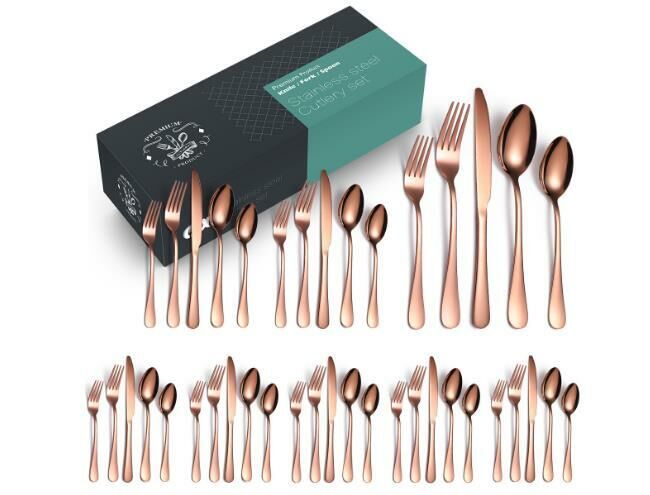 Popular simple and fashionable stainless steel tableware (rose color 40-piece set/serves 8 people)